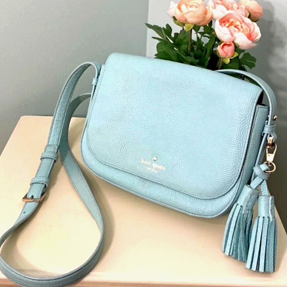 Kate Spade Light Blue Crossbody with Fringe Detail